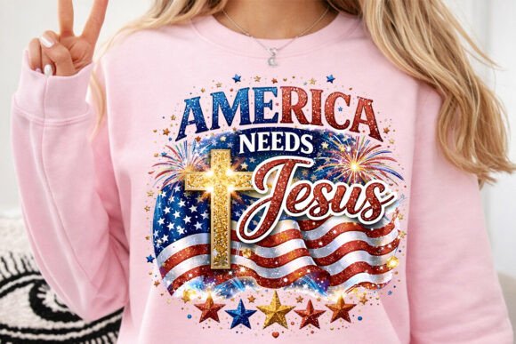 America Needs Jesus PNG: Christian T-Shirt Designs