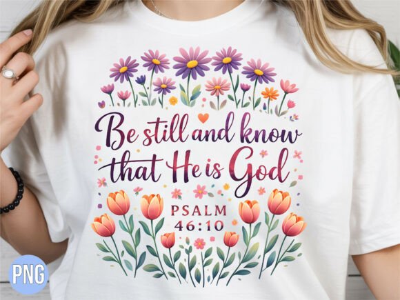 Be Still and Know Christian Floral PNG — T-Shirt Designs