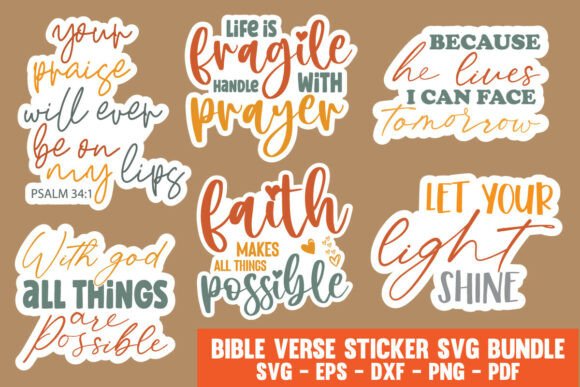 Christian Bible Verse Sticker SVG Bundle for T-Shirt Designs