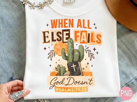 Christian Cactus Faith Psalms 73 PNG T-Shirt Designs