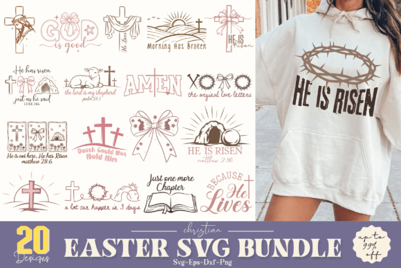 Christian Easter SVG Bundle: Jesus Cross T-Shirt Designs