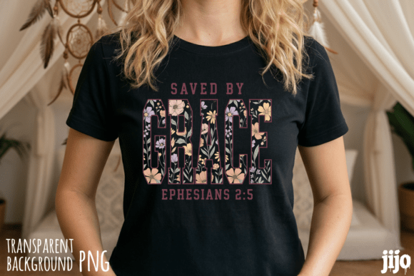 Christian Grace Floral Bible PNG for T-Shirt Designs