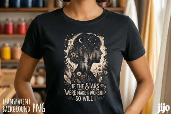 Christian Worship Stars Forest PNG: T-Shirt Designs