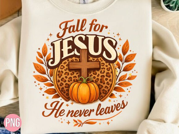 Fall for Jesus He Never Leaves PNG Shirt