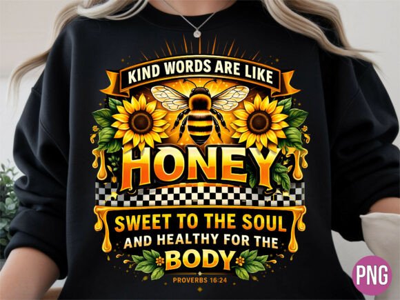 Honey Bee Sunflower Christian Quote PNG for T-Shirt Designs