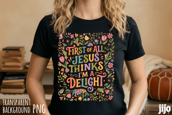 Jesus Christian Delight Floral PNG T-Shirt Designs