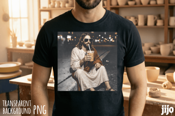 Jesus Sunglasses Coffee Cool PNG — T-Shirt Designs
