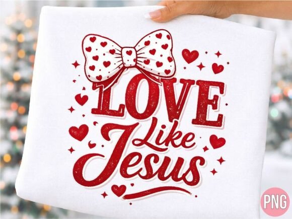 Love Like Jesus Heart Bow PNG for T-Shirt Designs
