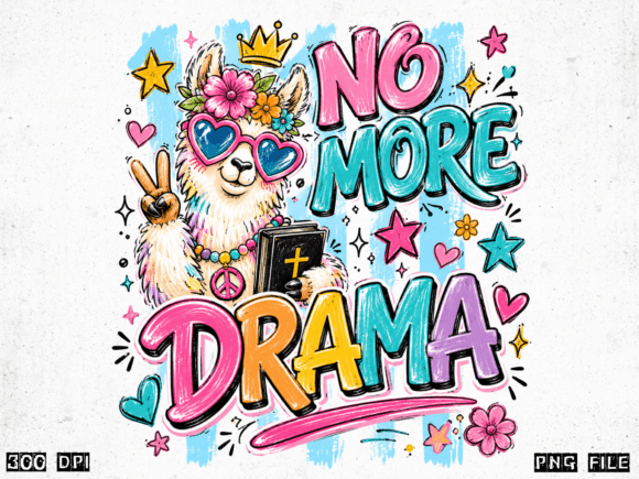 No More Drama Christian Llama PNG — T-Shirt Designs