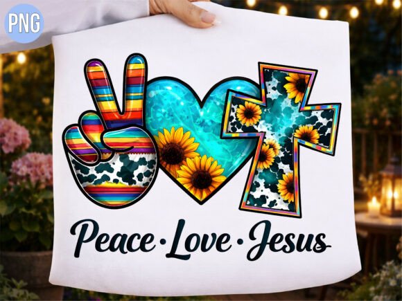 Peace Love Jesus Sunflower Cross PNG for T-Shirt Designs