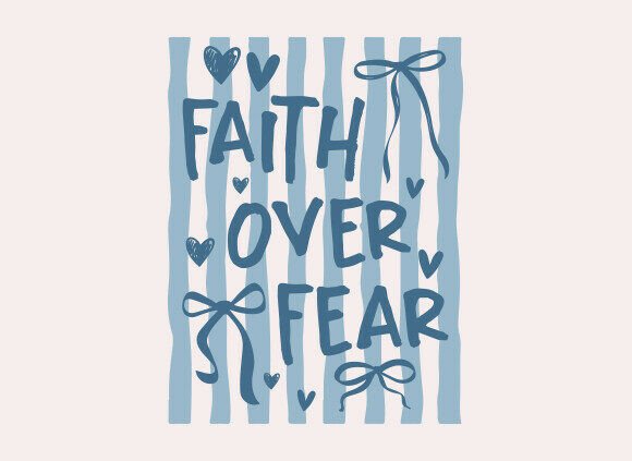 Retro Faith over Fear SVG, Christian PNG for T-Shirt Designs
