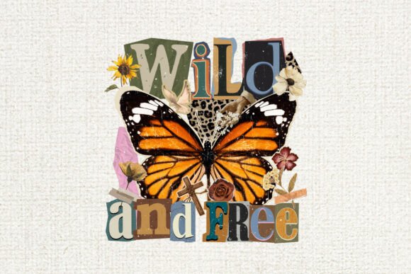 Wild and Free Christian Butterfly PNG for T-Shirt Designs